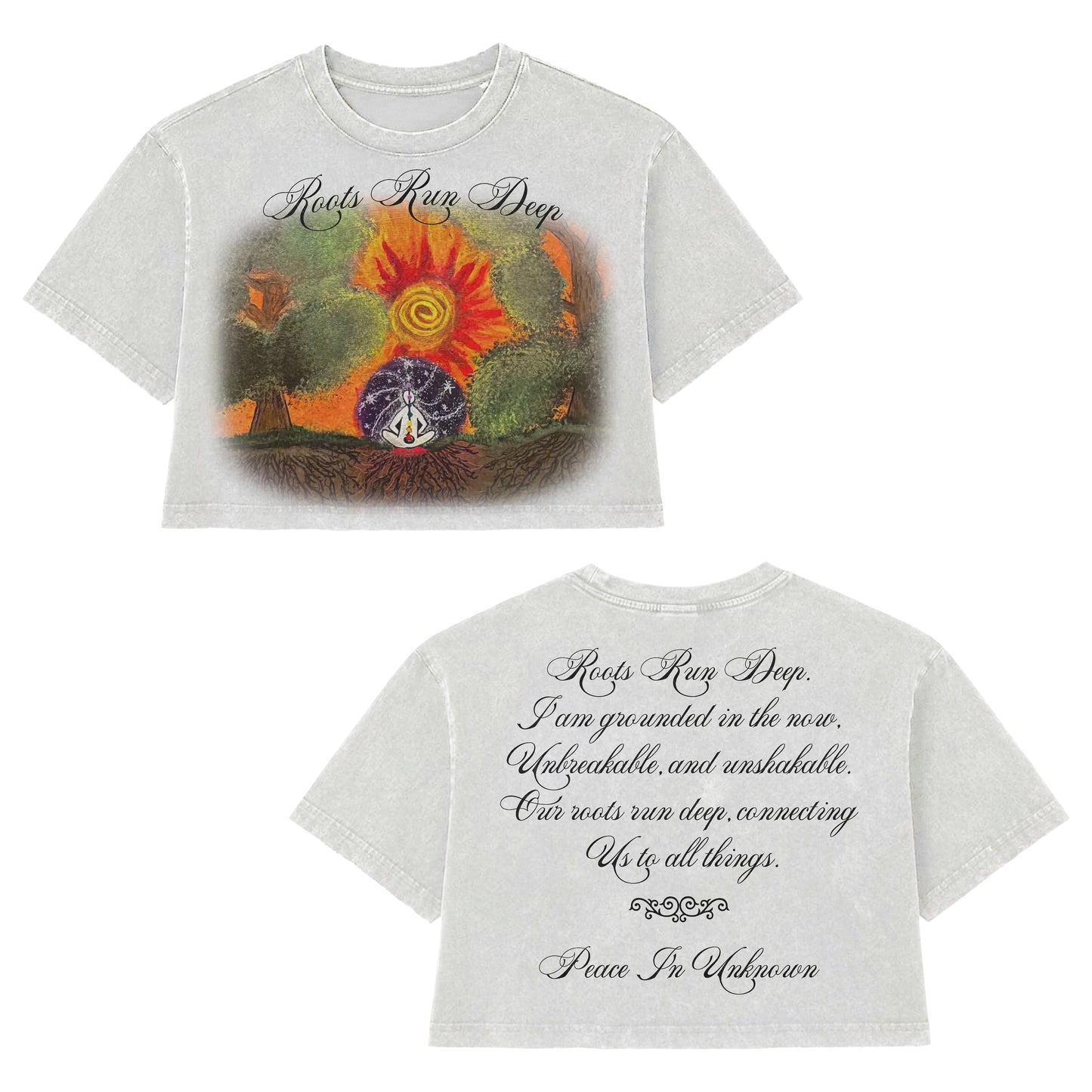 (PRE-ORDER) Roots Run Deep — White Cropped Boxy Heavyweight Tee