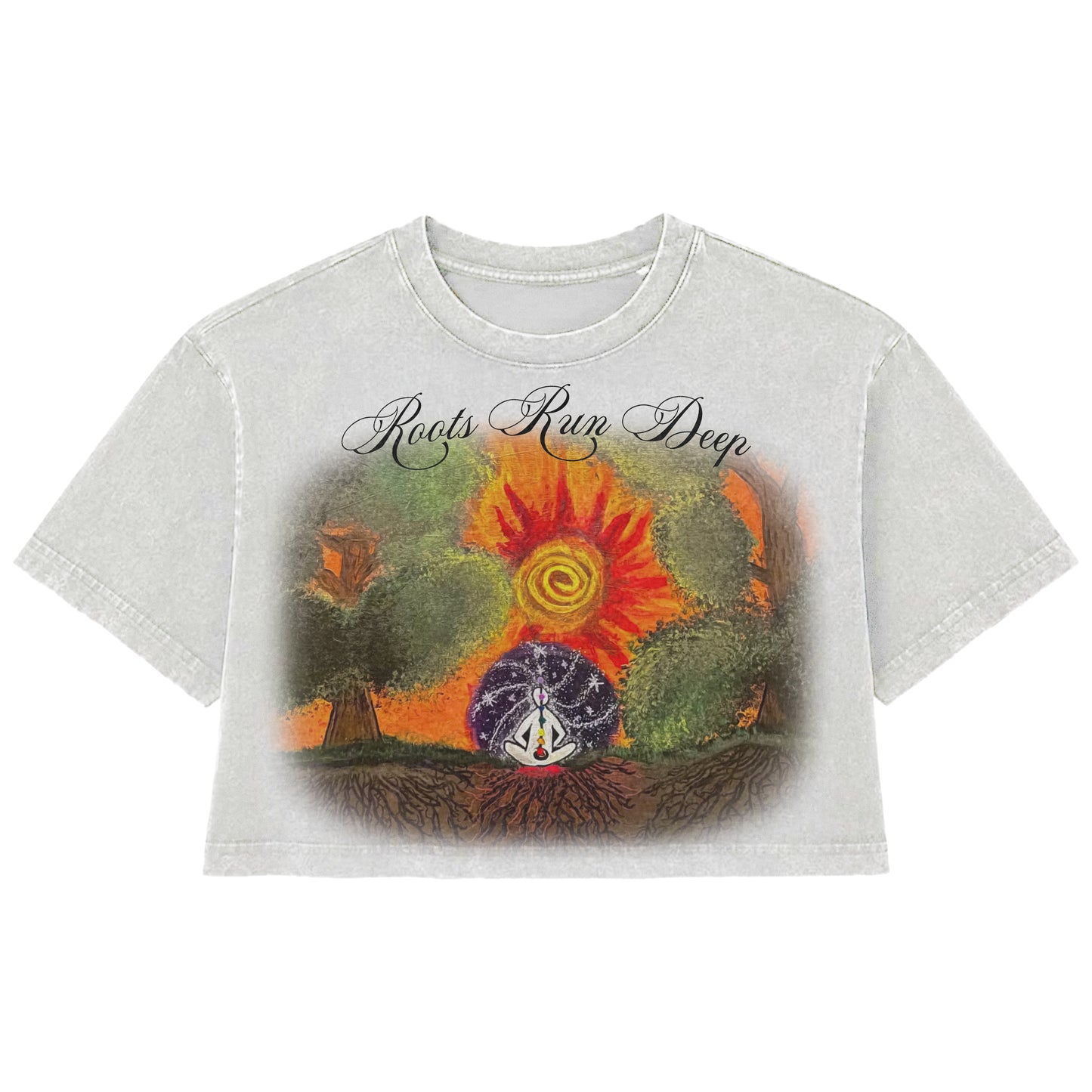(PRE-ORDER) Roots Run Deep — White Cropped Boxy Heavyweight Tee