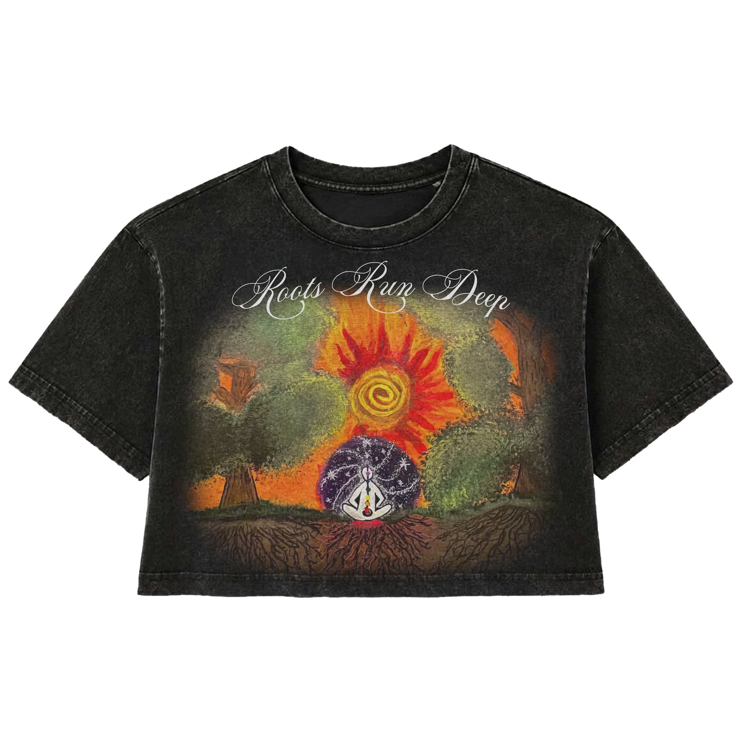 (PRE-ORDER) Roots Run Deep — Black Cropped Boxy Heavyweight Tee