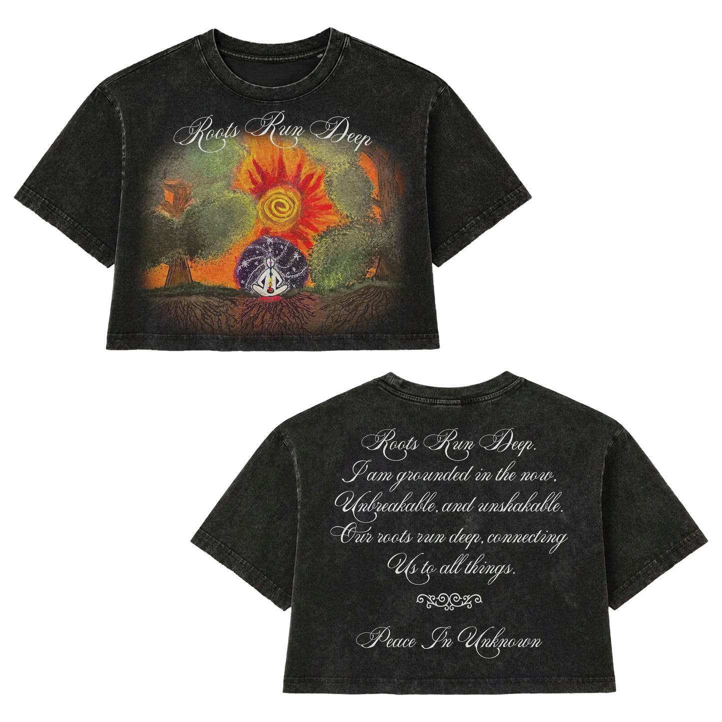 (PRE-ORDER) Roots Run Deep — Black Cropped Boxy Heavyweight Tee